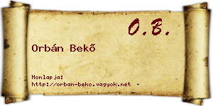 Orbán Bekő névjegykártya