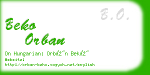 beko orban business card